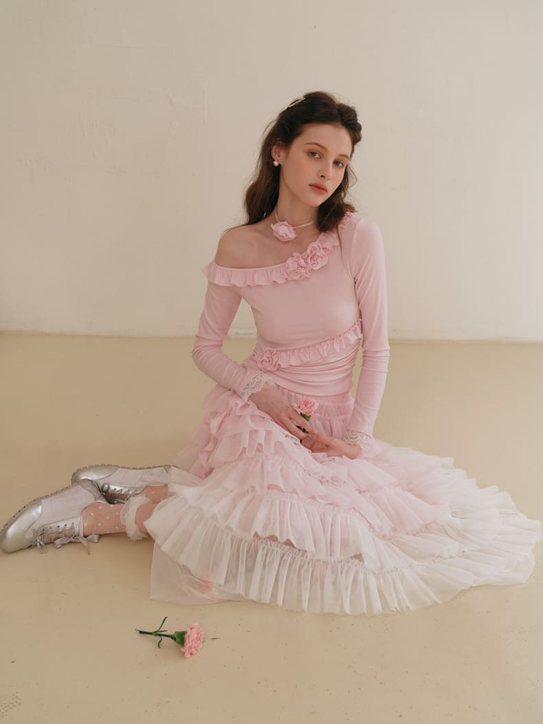 Dreamy Rose Gradient Maxi Skirt