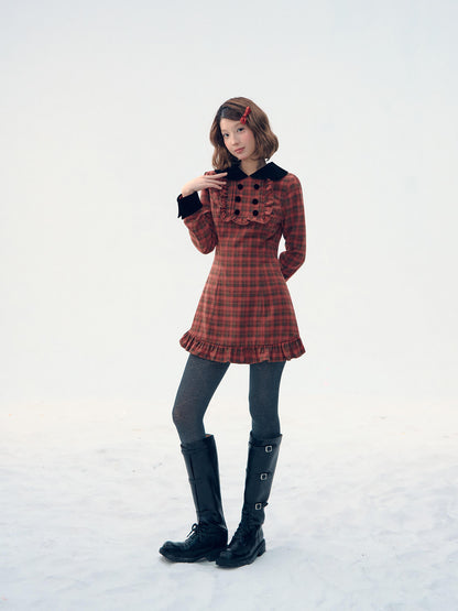 Velvet Collar Classic Frill Dress（全2色）
