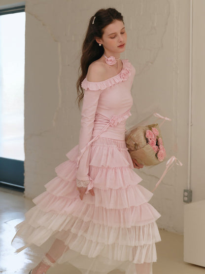 Dreamy Rose Gradient Maxi Skirt