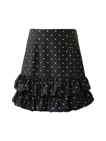 Heart Dot Frill Mini Skirt