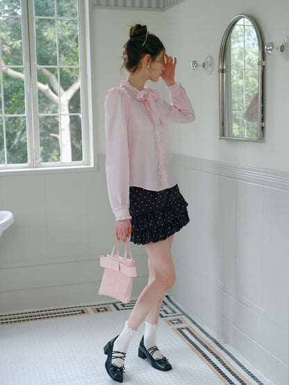 Elegant Frill Ribbon Blouse