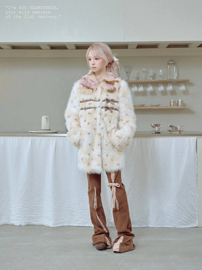 Ribbon Detail Corduroy Slim Pants