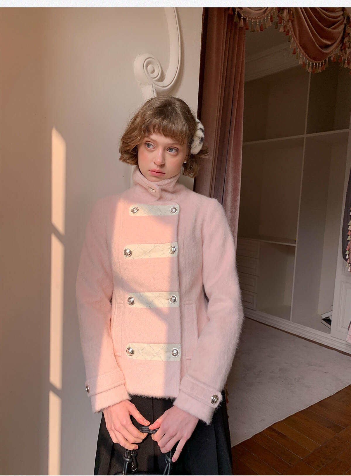 公式】Powder Pink Classic Button Coat - Fantage（ファンテージ