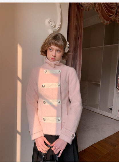 Powder Pink Classic Button Coat