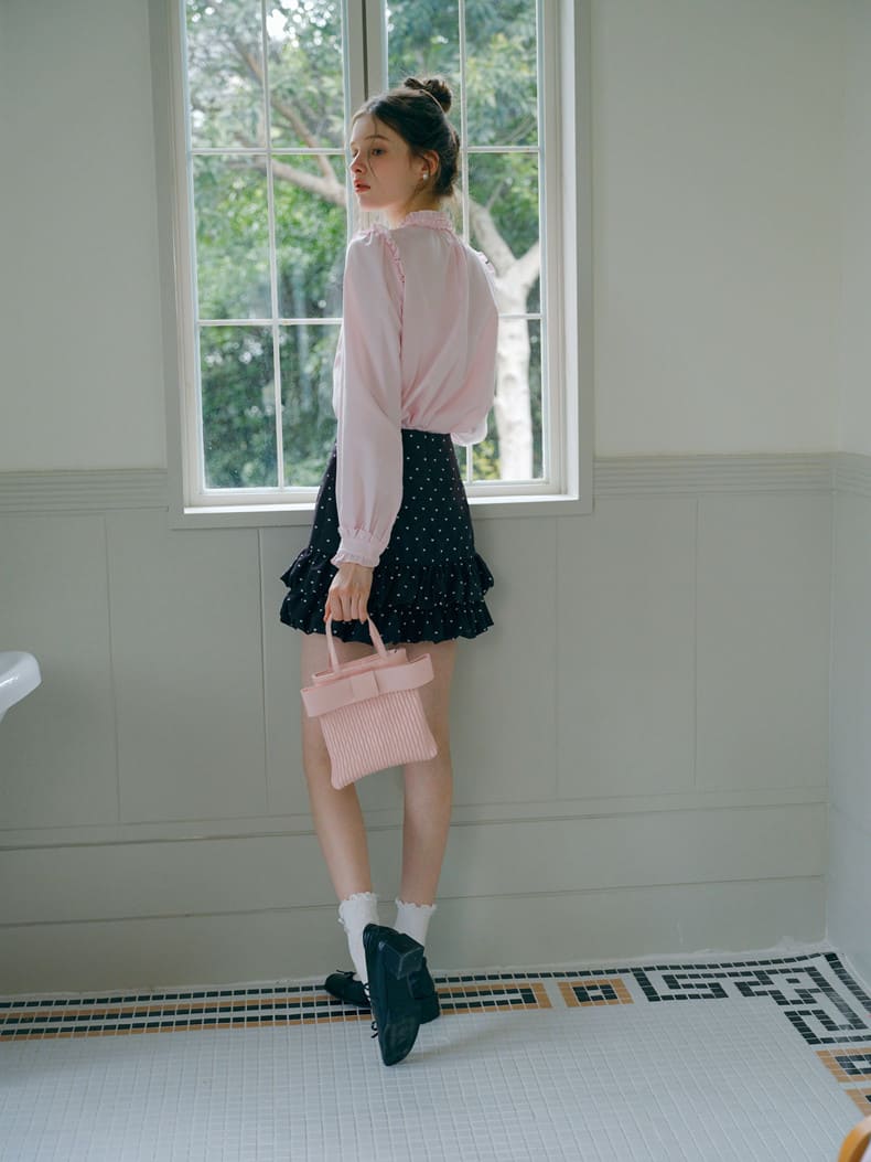Elegant Frill Ribbon Blouse