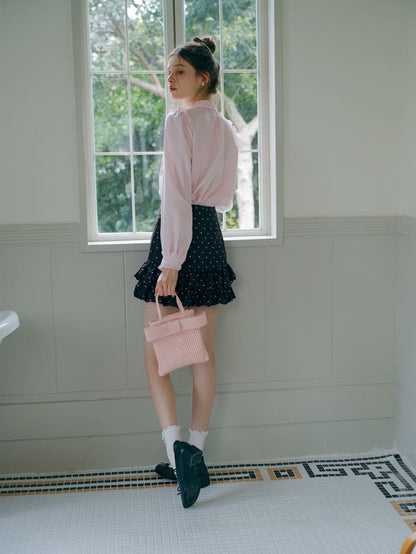 Elegant Frill Ribbon Blouse