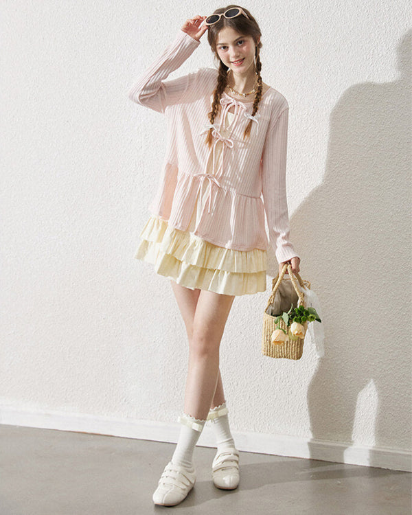 Natural Girly Ribbon Cardigan