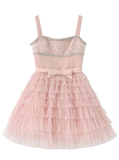 Crystal Lace Tiered Tulle Princess Dress