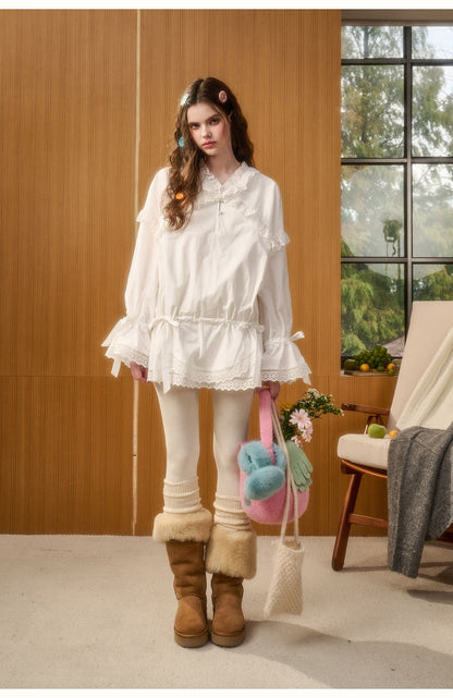 Classic Lace Collar Peplum Dress