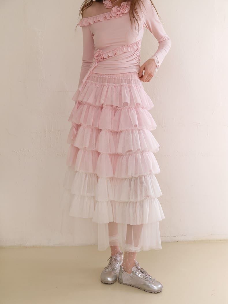 Dreamy Rose Gradient Maxi Skirt