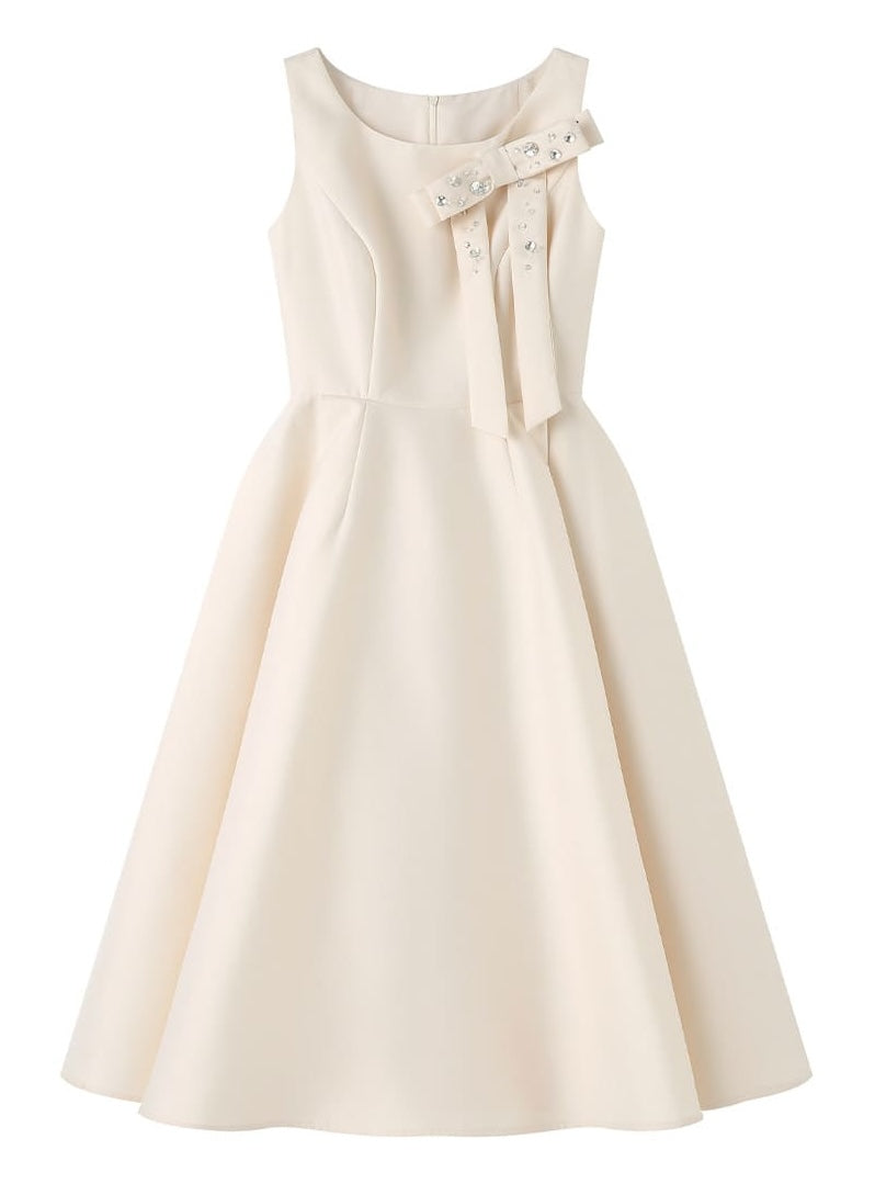 Elegant Jewel Ribbon Flare Dress