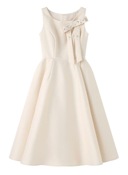 Elegant Jewel Ribbon Flare Dress