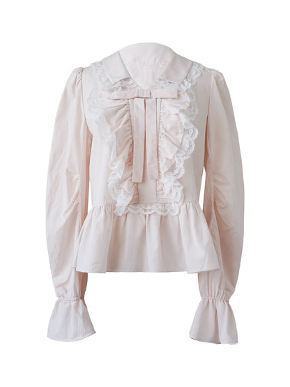 Romantic Lace Frill Tie Blouse