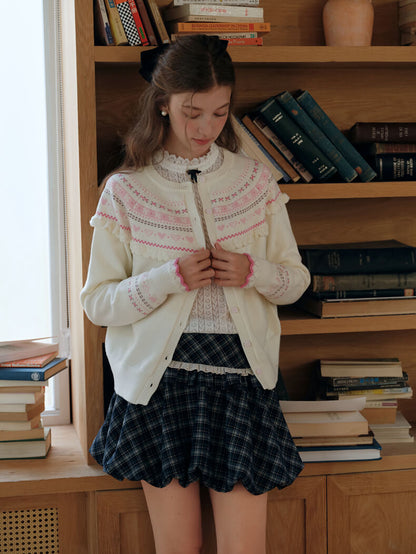 Snowy Charm Ribbon-Edge Knit