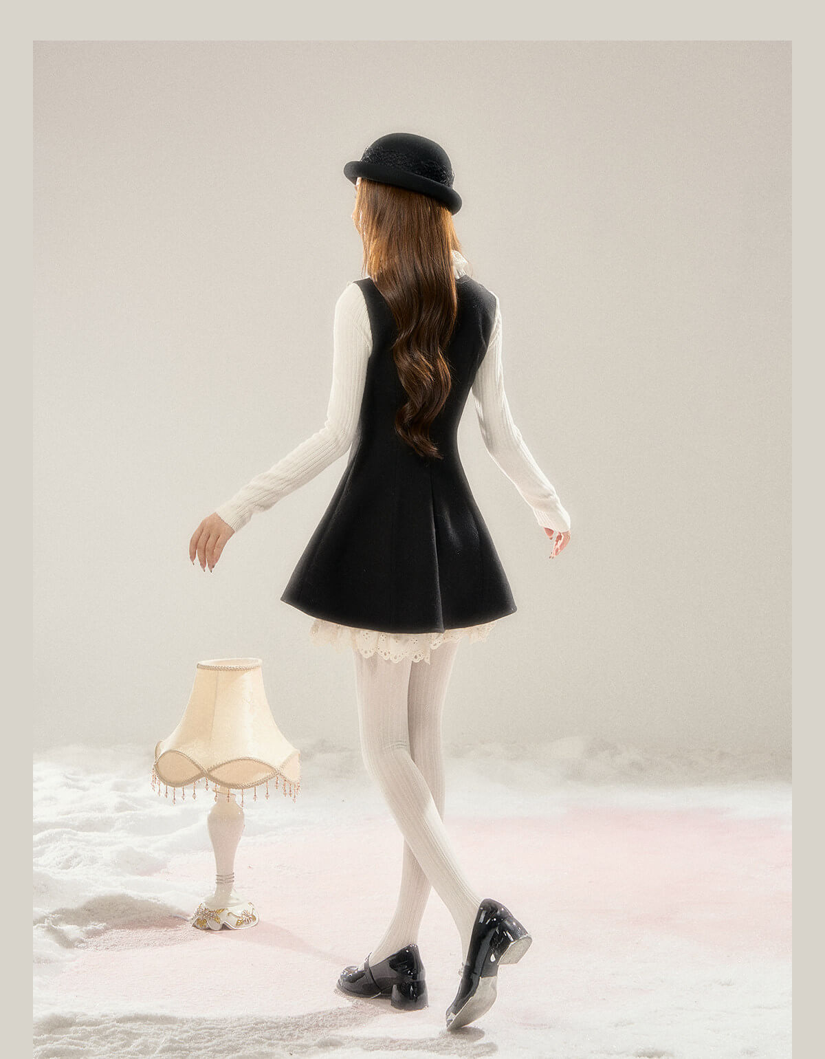 Lace Bib Layered Look Dress