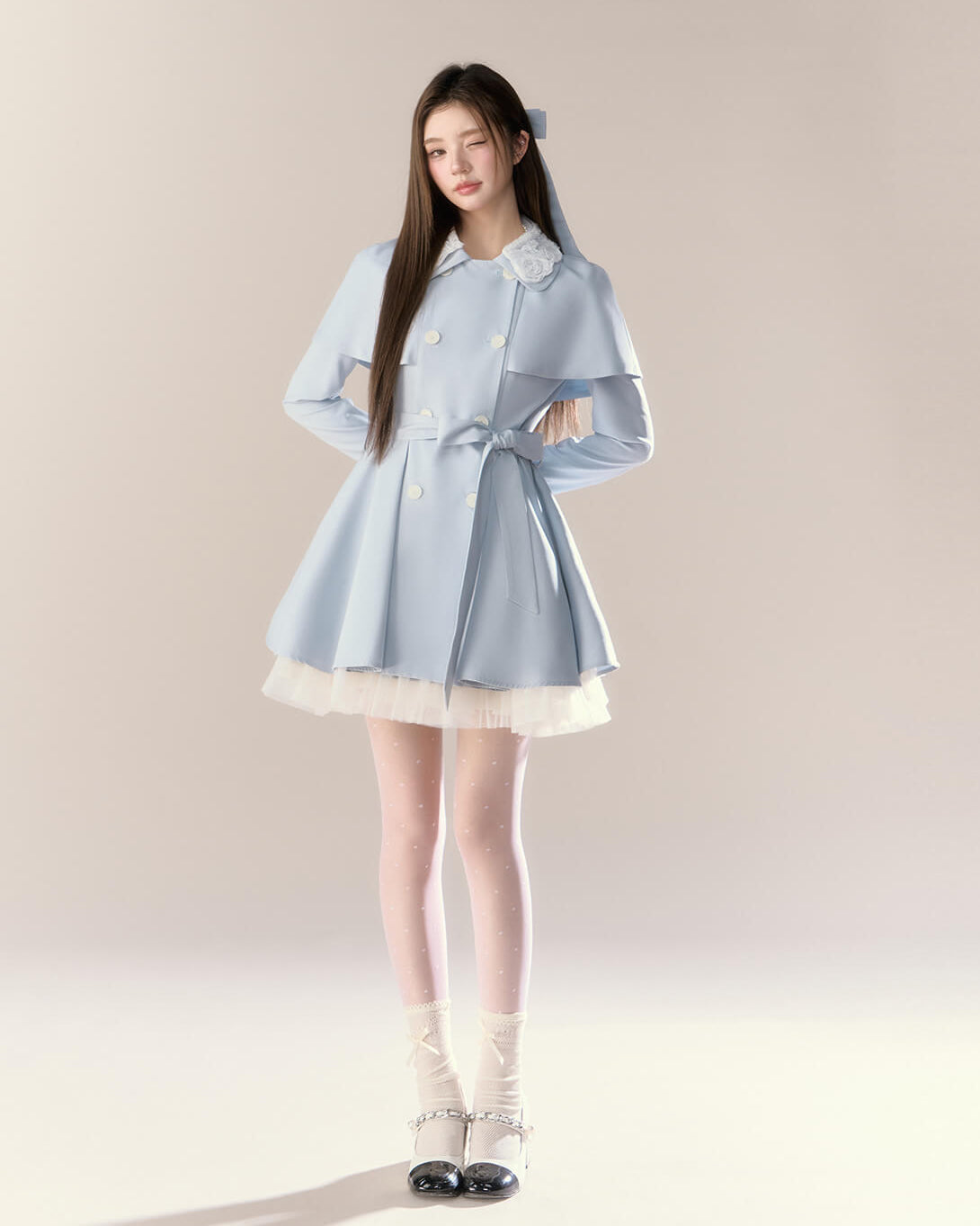 Romantic Cape Flare Dress Coat（全2色）