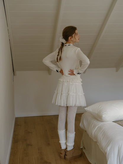 Dreamy Sheer Ribbon Mini Skirt