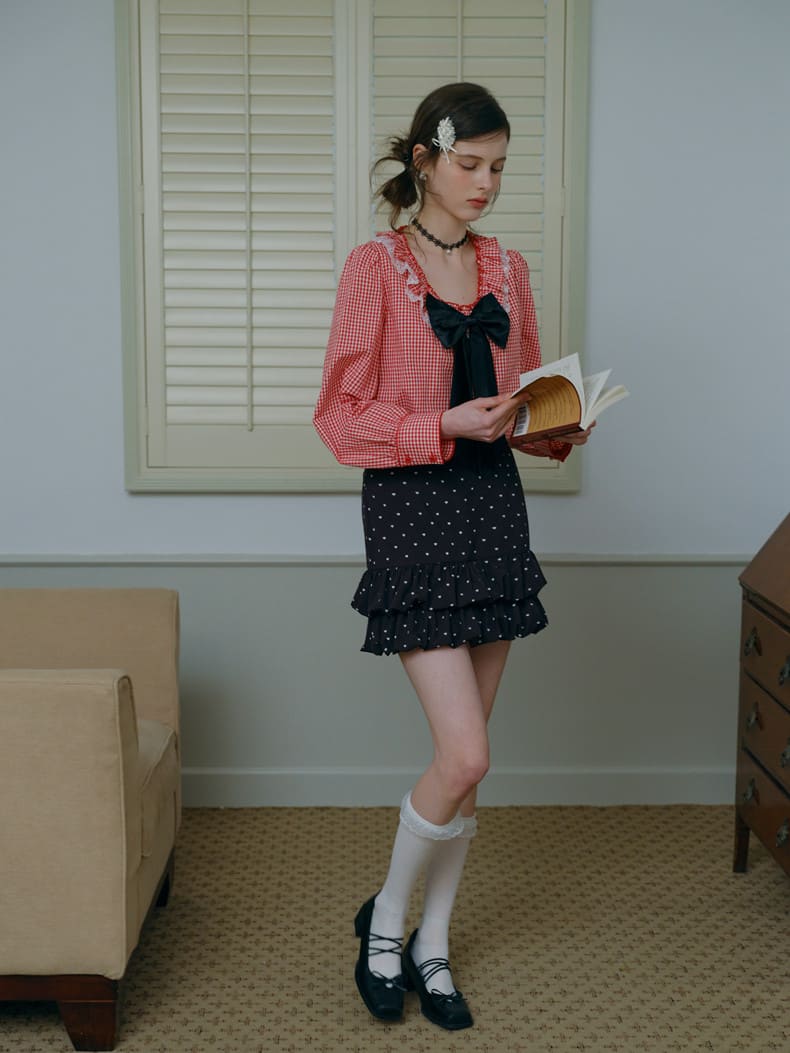 Heart Dot Frill Mini Skirt