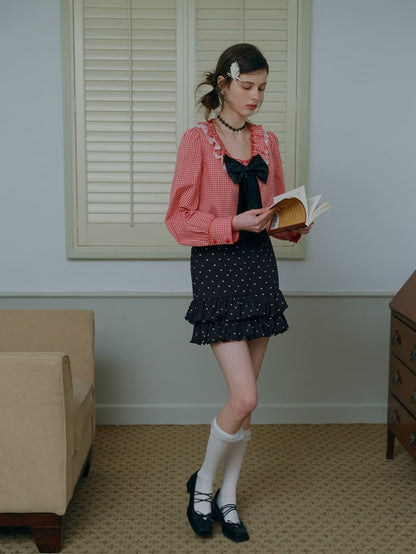 Heart Dot Frill Mini Skirt