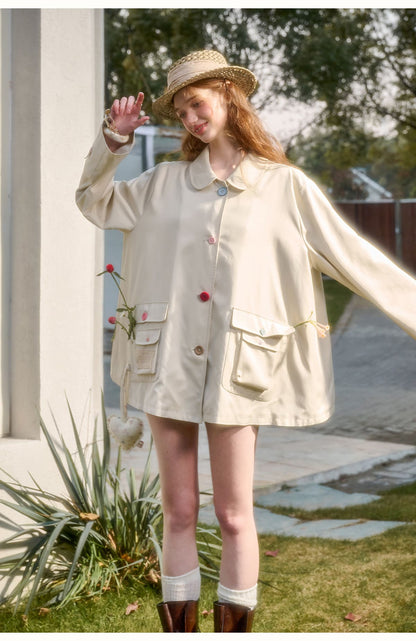 Pastel Button Patch Pocket Jacket