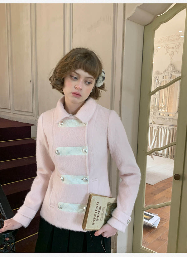 Powder Pink Classic Button Coat