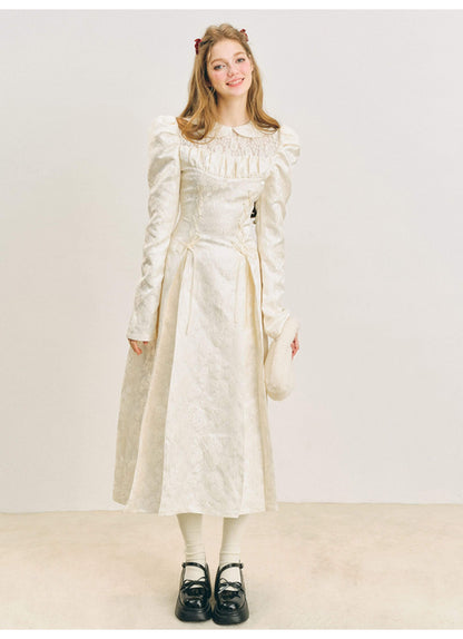 Elegant Lace Yoke Corseted Dress