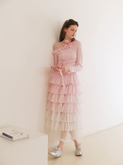 Dreamy Rose Gradient Maxi Skirt