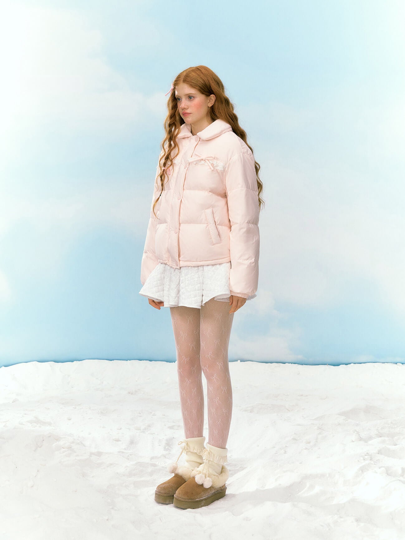 Sweet Petal Ribbon Down Jacket