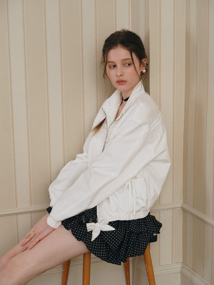 Lace Ribbon Zip Blouson