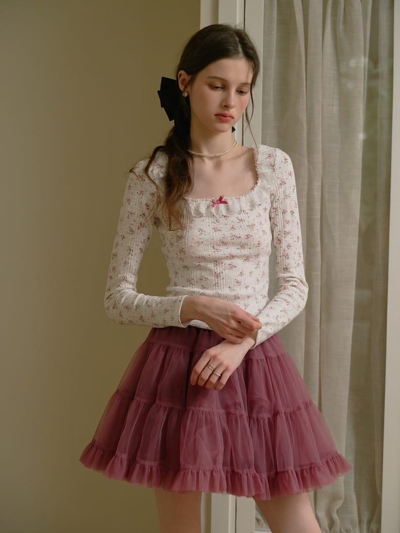 Deep Color Tiered Mini Skirt