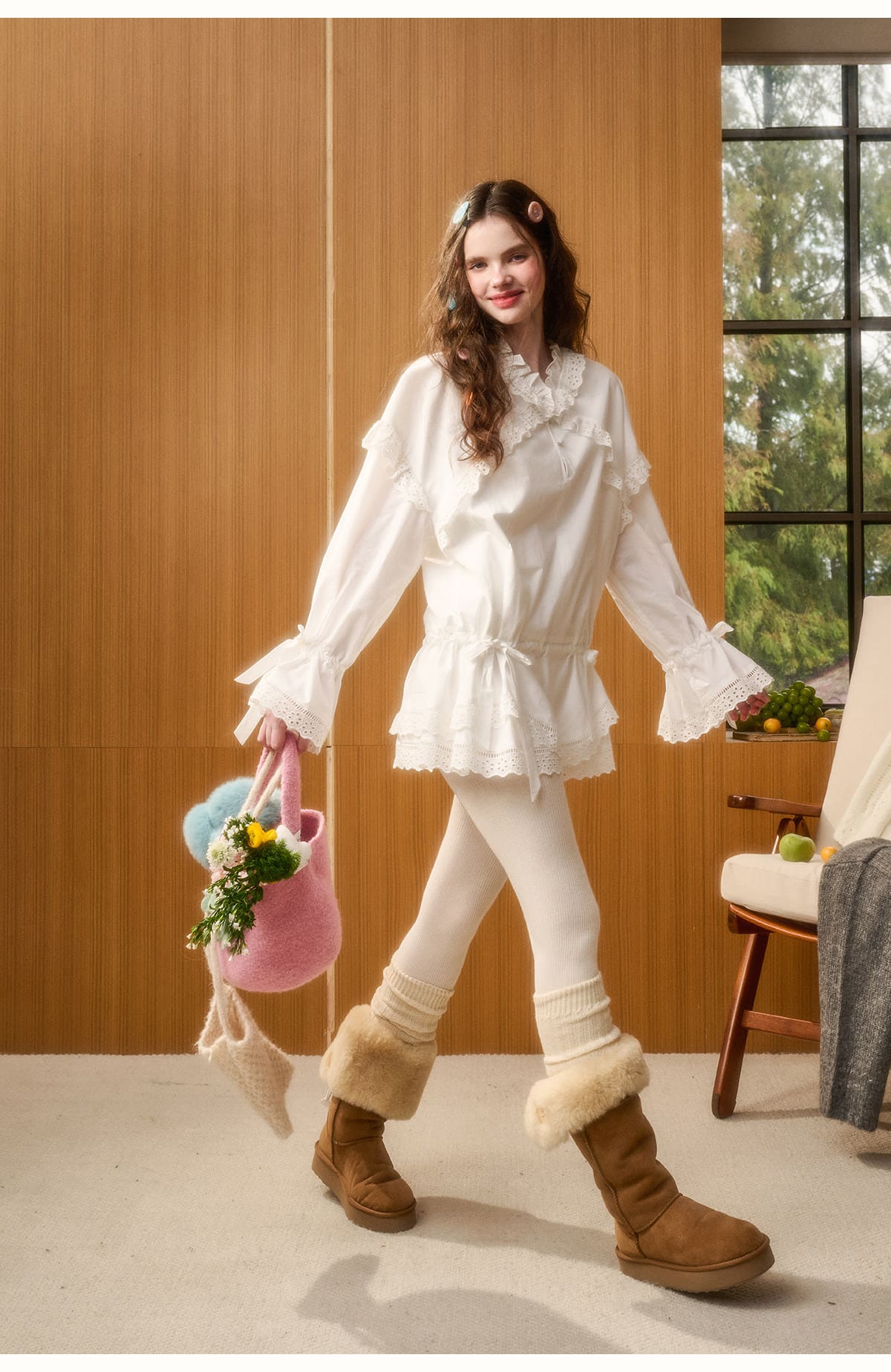 Classic Lace Collar Peplum Dress