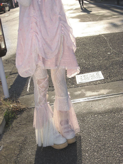Dreamy Lace Ribbon Flare Pants（全2色）