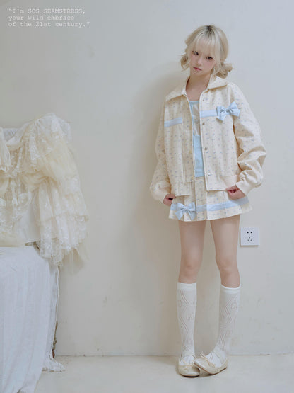 Powder Floral Classic Jacket / Skirt