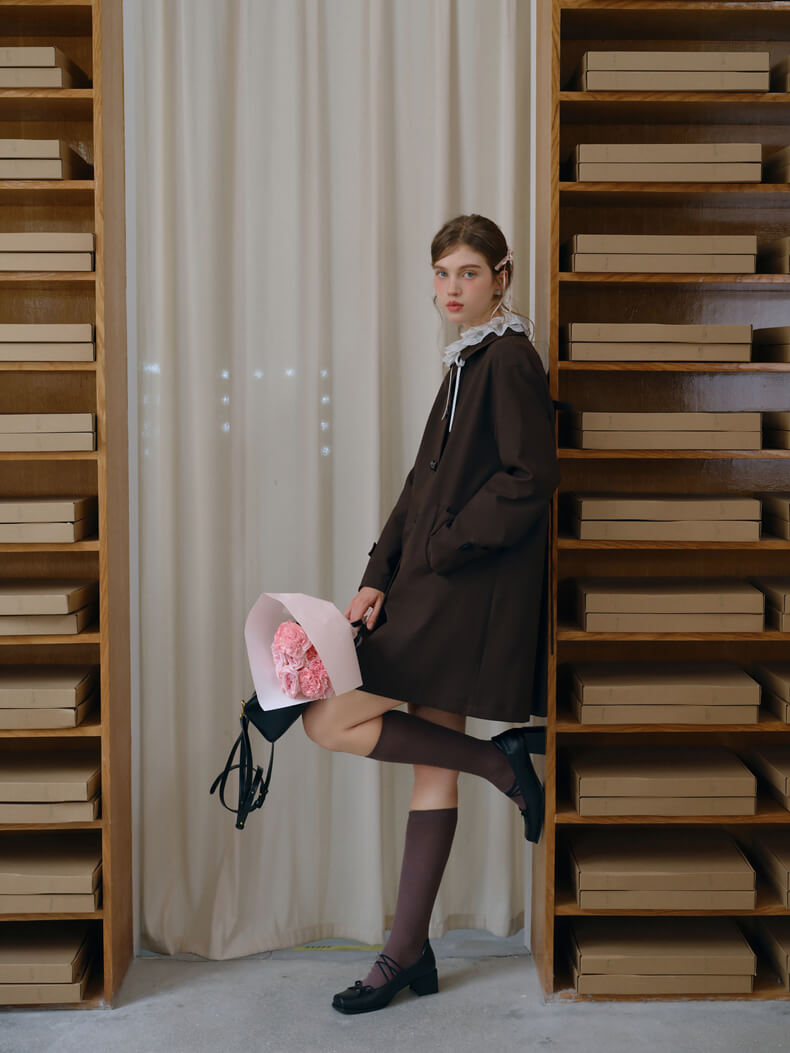 Ribbon Toggle Flare Coat