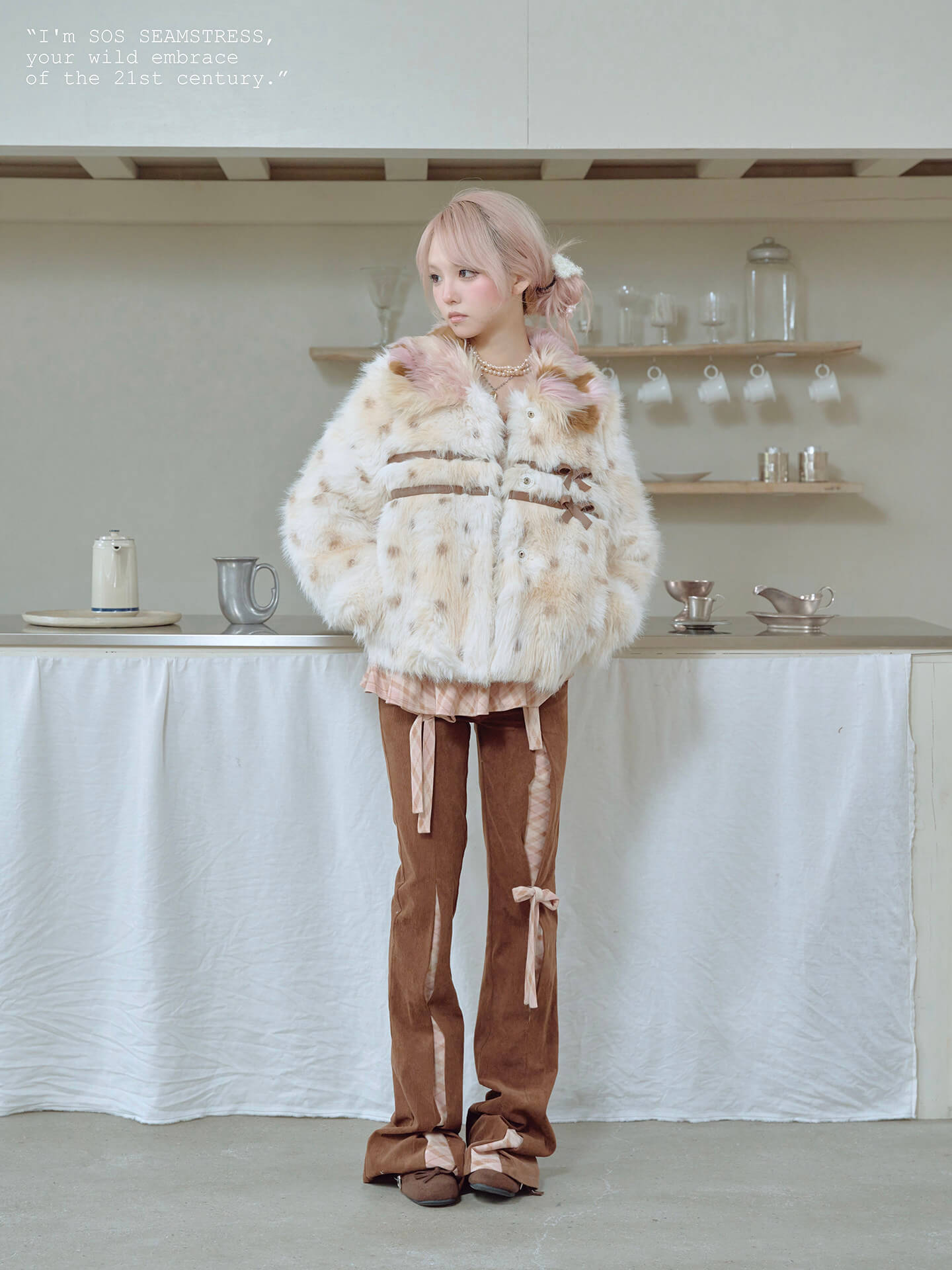 Ribbon Detail Corduroy Slim Pants