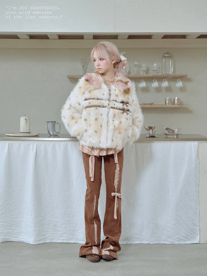 Ribbon Detail Corduroy Slim Pants