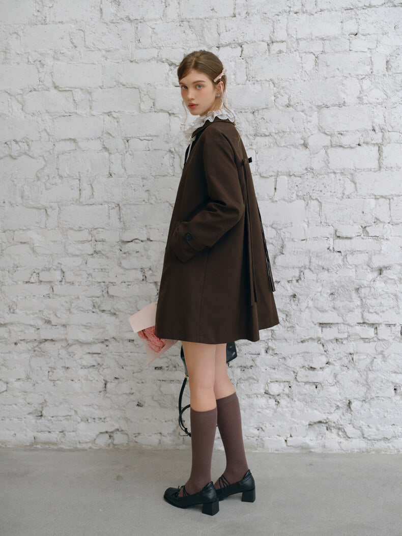 Ribbon Toggle Flare Coat