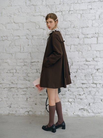 Ribbon Toggle Flare Coat