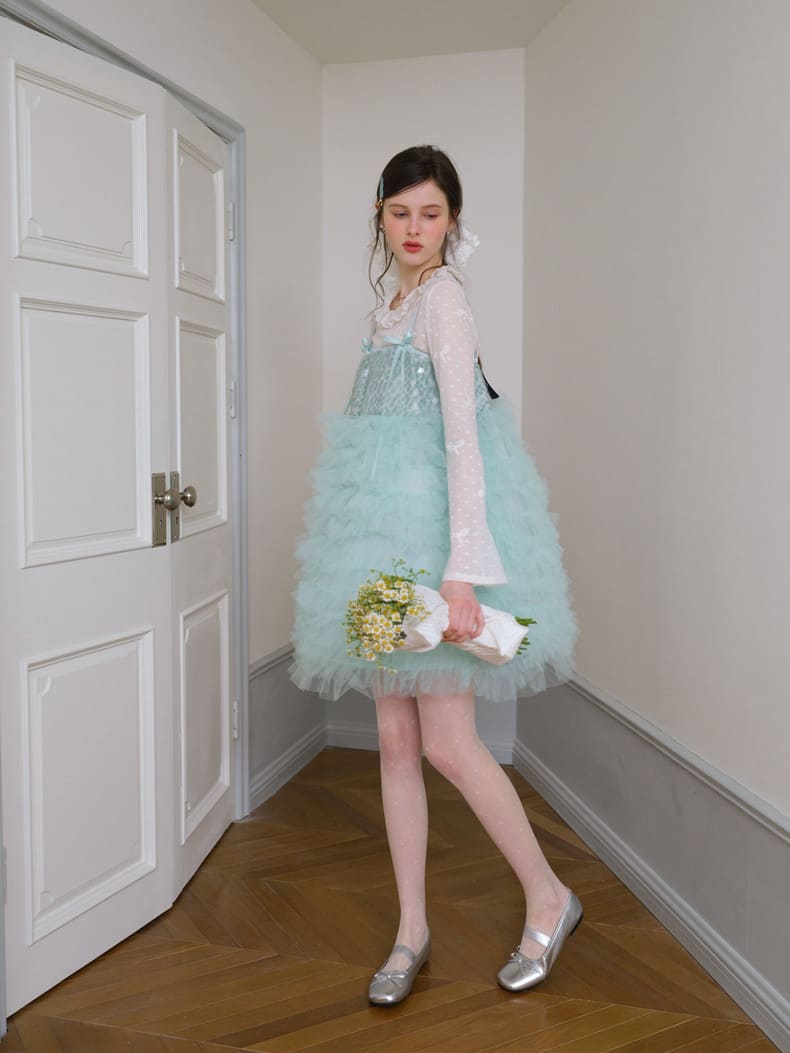 Elegant Sequin Tulle Camisole Dress