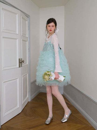Elegant Sequin Tulle Camisole Dress