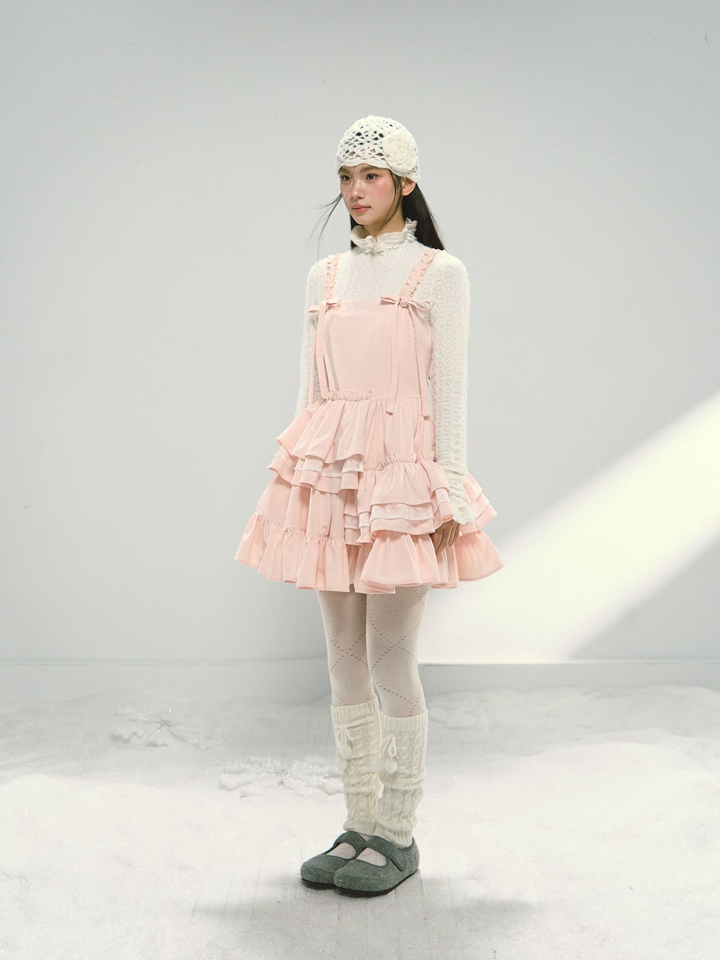 Pink Tiered Lace Camisole Dress