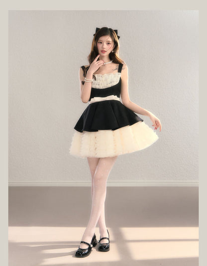 Refined Ribbon Peplum Flare Dress