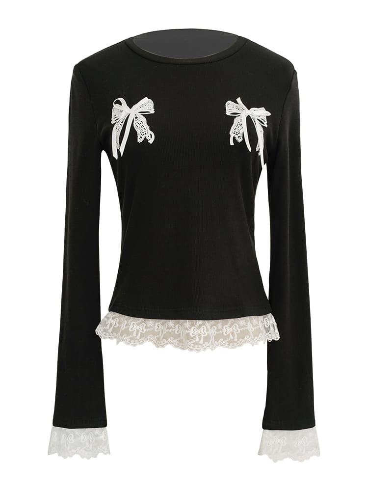 Double Ribbon Lace Accent Top