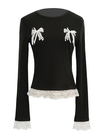 Double Ribbon Lace Accent Top