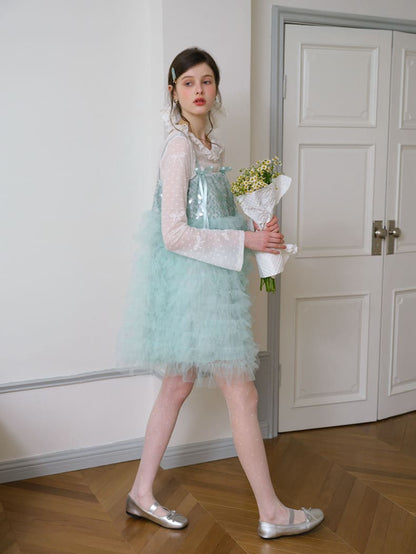 Elegant Sequin Tulle Camisole Dress
