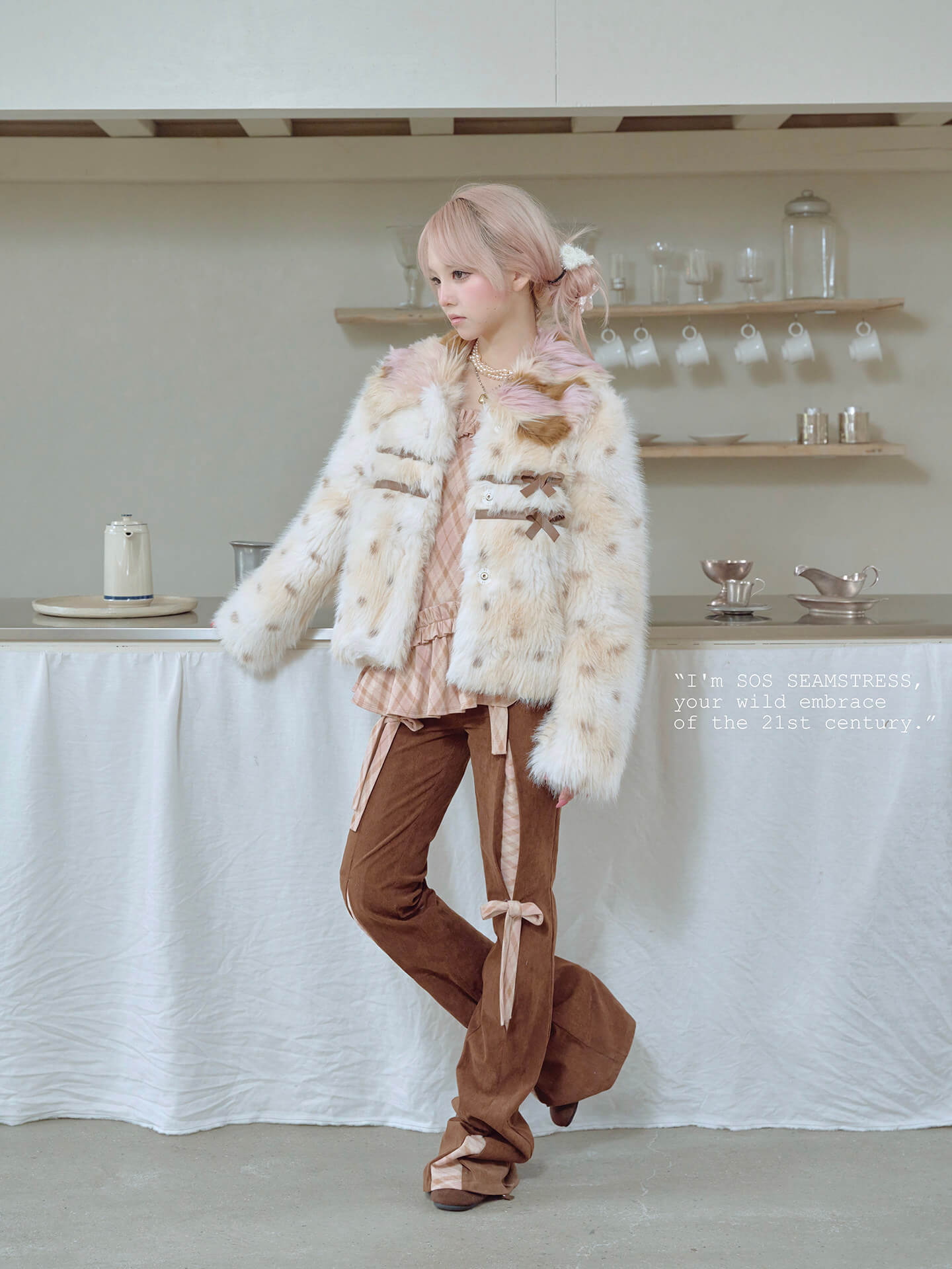 Ribbon Detail Corduroy Slim Pants