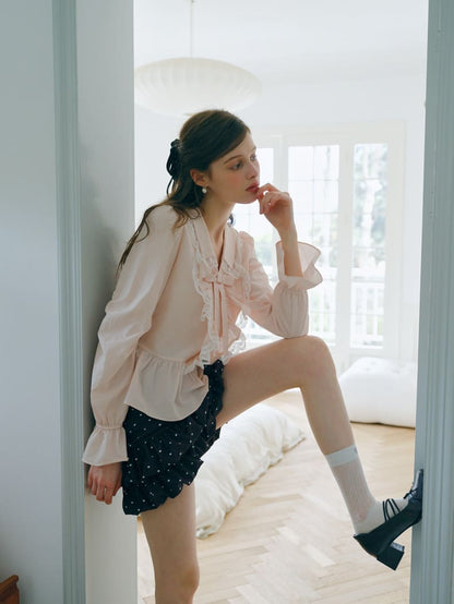 Heart Dot Frill Mini Skirt