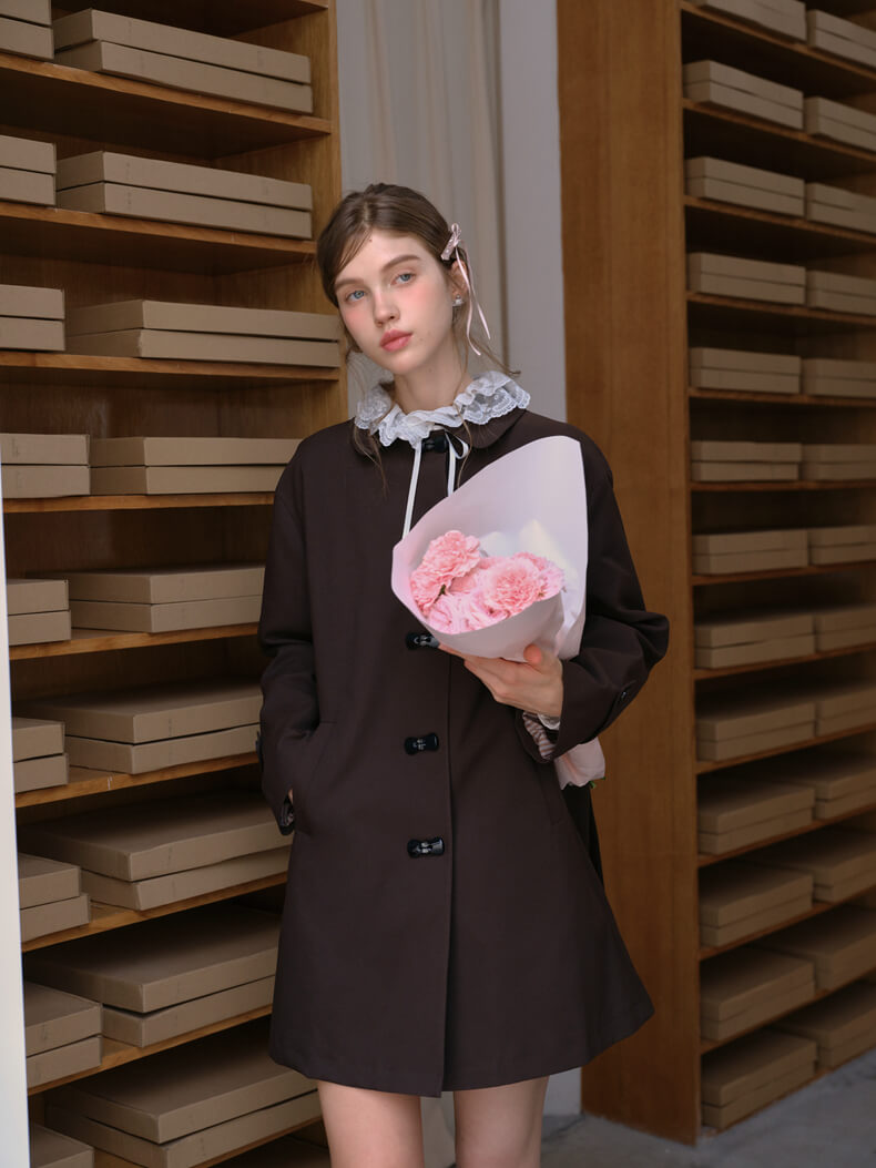 Ribbon Toggle Flare Coat