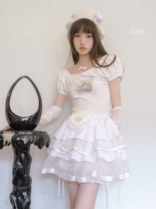 Baby Animal Heart Puff Tee（全2色）
