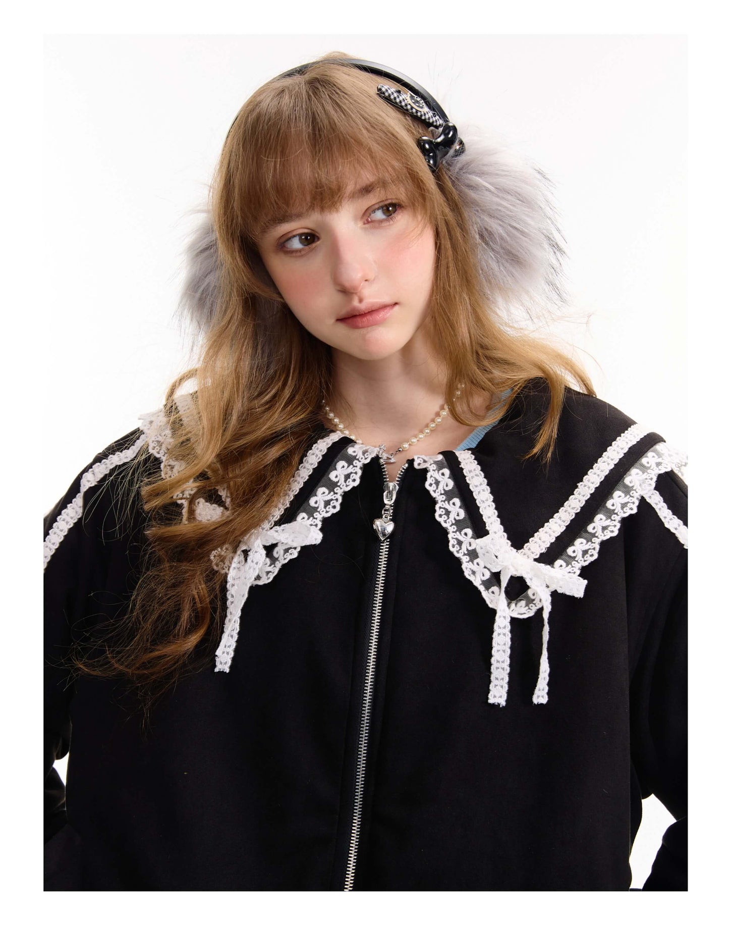 Lace Sailor Ribbon Flare Blouson